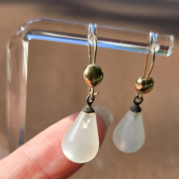 12k gold filled  blue / white moon glow drop earrings Bundle - Picture 15 of 16